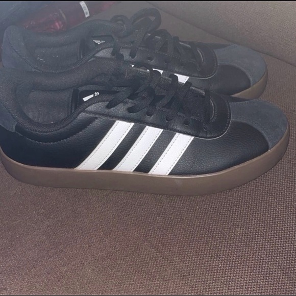 adidas Men’s Black Sneakers with White Stripes - Picture 2 of 5